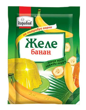 Желе зі смаком банану Караван 90 г Желе зі смаком банану Караван 90 г