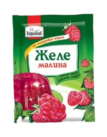 Желе зі смаком малини Караван 90 г Желе зі смаком малини Караван 90 г
