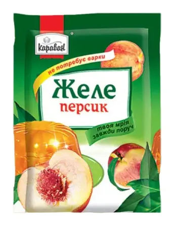 Желе зі смаком персику Караван 90 г  Желе зі смаком персику Караван 90 г