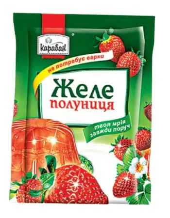 Желе зі смаком полуниці Караван 90 г Желе зі смаком полуниці Караван 90 г